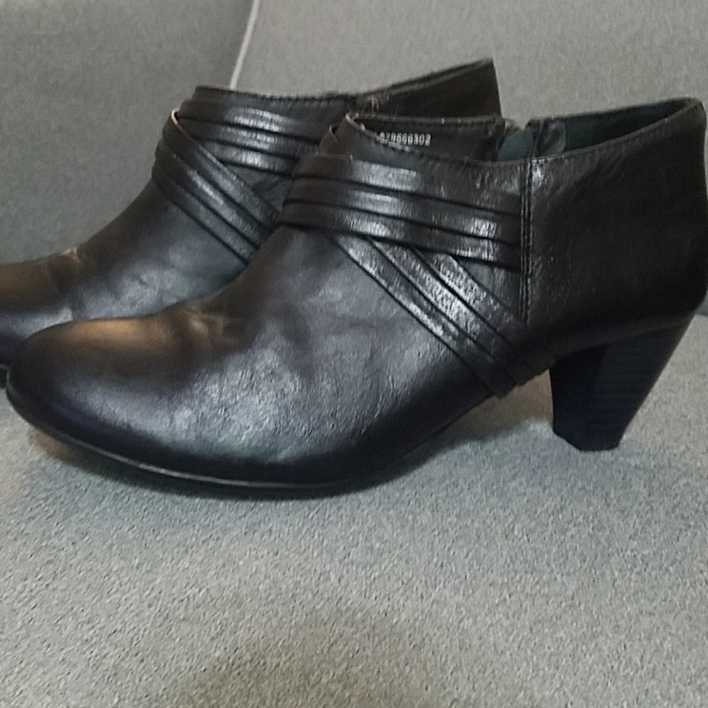 Faux leather black ankle boots